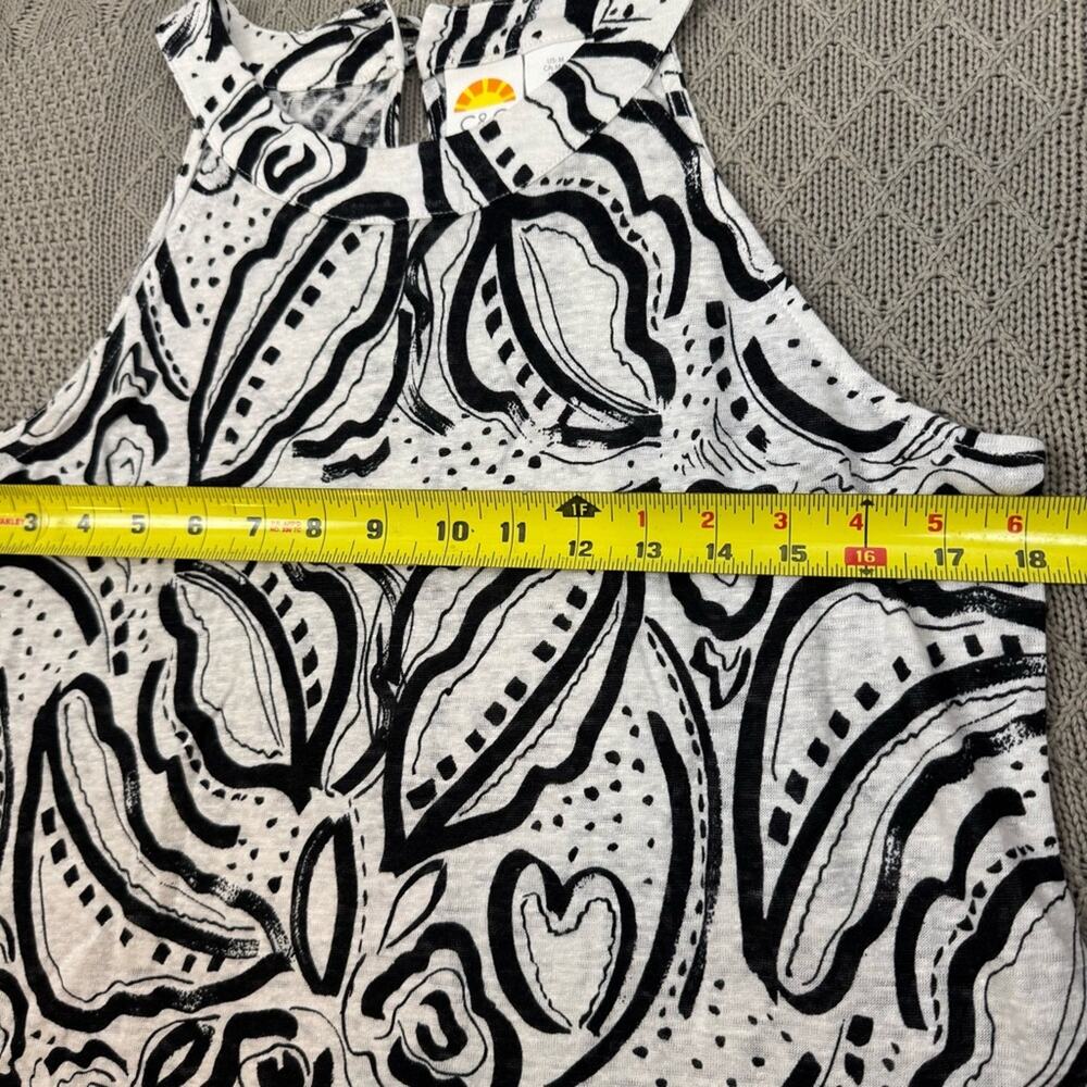 C&C California Women’s Linen Abstract Black and White Women's Top ~ M - Picture 7 of 12